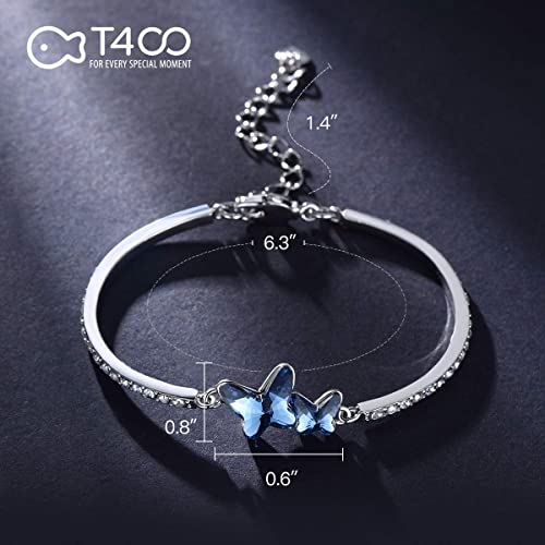 T400 Blue Purple Pink Butterfly Crystal Bangle Link Bracelet Birthday Gift For Women Girls #TOP3