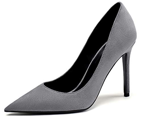 Eldof Womens Pointed Toe Pumps High Heel Stilettos Classic Slip On 4