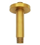 Aquaiaw Shower Arm and O-Ring Flange, 3 inch, Solid Brass, Round, Both Soldered 1/2 NPT Tapered Thre
