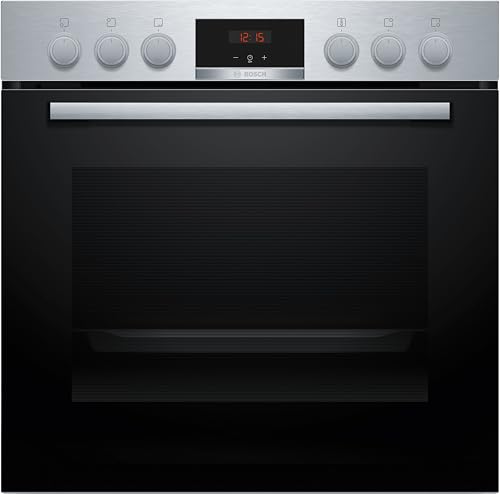 Bosch Einbauherd-Set HND411LS67, Serie 4 Einbau-Herd 60 cm mit 3D-Heißluft und Backwagen HEB513BS3, Serie 4 Elektro-Kochfeld 60 cm mit Rahmen, Herdgesteuert, Made in Germany, NKN645GA2E, Edelstahl