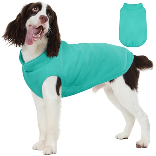 FUAMEY Dog Fleece Vest for Large Dogs,Warm Stretchy Dog Sweatshirts Pullover with Leash Hole Dogs Sweater Soft Pet Turtleneck Cozy Pet Vest Lightweight Sleeveless Black XXL XX-Large Black