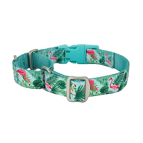 Yudote Martingale Dog Collars With Quick Snap Buckle, Nylon With Flamingo Pattern Ribbon, No Pull Collars For Female Male Dogs.(Large,Flamingo) #TOP5