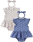 ZAVBABY Baby Girls Romper Summer Ruffled Sleeve Bodysuit Dresses Infant Girl Clothes 9-12 Month