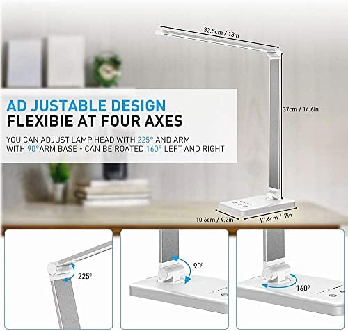 LED Desk lamp, Touch Control Table Lamps, Eye-Caring Desk Lamp with USB Charging Port, 5 Modes, 10 Brightness Levels, Auto Timer 30 / 60min, Desk Light for Home Office Bedroom Reading Work Study