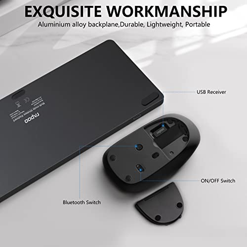 RAPOO 9350m C-Type Rechargeable Bluetooth Wireless Multi-Device (4 Devices) Keyboard Mouse Combo for Windows/Apple/Android Tv, Spill-resistant, Numpad, Pc/Mac/Laptop/Tablet - 3 Years Warranty DarkGrey RAPOO 9350m C-Type Rechargeable Bluetooth Wireless Multi-Device (4 Devices) Keyboard Mouse Combo for Windows/Apple/Android Tv, Spill-resistant, Numpad, Pc/Mac/Laptop/Tablet - 3 Years Warranty DarkGrey