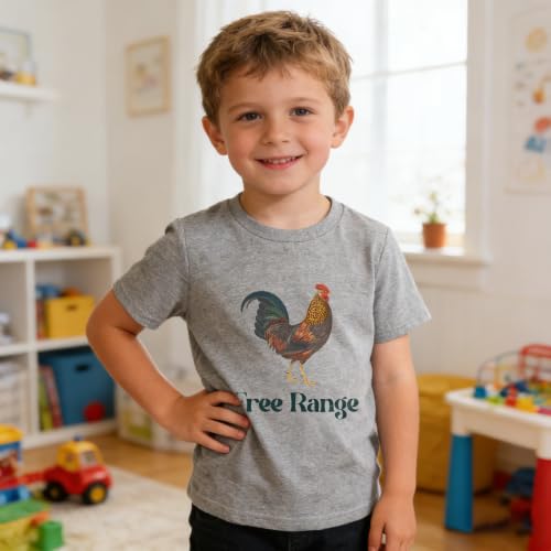Image of Kids Short Sleeve Tees Toddler Crewneck T-Shirts Boys Girls Dino Raccoon Excavator Silly Goose Flower Girl Tops 2-7 Years