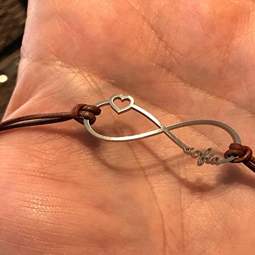 Personnalise-argent-charme-des-bracelets-avec-noms-Acier-inoxydable-Coeur-Lamour-Infini-symbole-Anniversaire-Cadeau-de-fete-des-meres-Bracelet-Femme-Fille-Cordon-au-choix-Jusqua-4-prenoms Personnalisé argent charme des bracelets avec noms, Acier inoxydable, Cœur L'amour, Infini symbole, Anniversaire Cadeau de fête des mères, Bracelet Femme, Fille, Cordon au choix, Jusqu'à 4 prénoms – Image 5