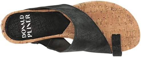 Donald Pliner GYER Distressed Metallic Upper Heel Wedge Platform, Comfortable Women, Leather, Slide Sandals, Black, 6 | Image 4