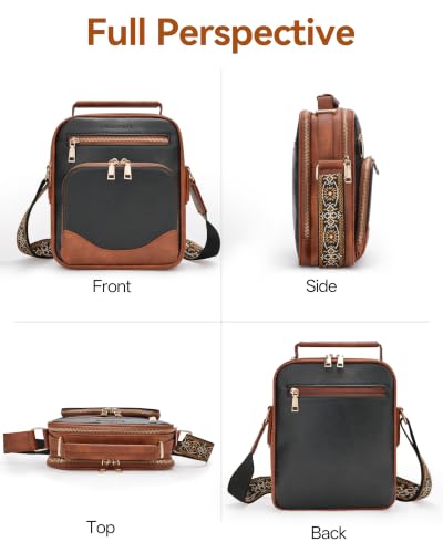 Image of Large Crossbody Bags for Women,Boho Strap Vegan Leather Purse | Built-in Wallet RFID Womens Crossbody Purse,Structured, Multi Pockets, Versatile Shoulder Bag for Travel,commuting,daily