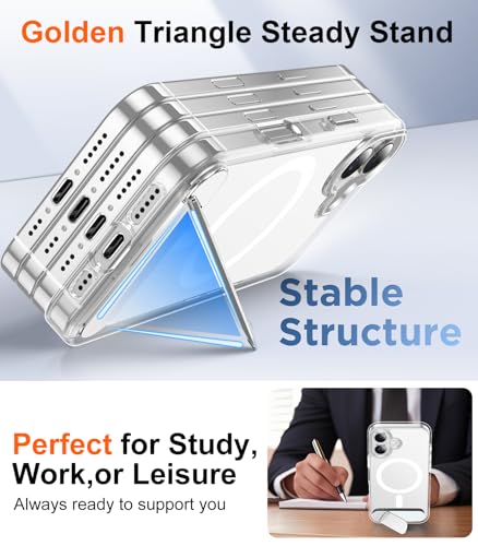 Image of Designed for iPhone 17 Case, [Built-in Invisible Kickstand][Compatible with MagSafe][Military Grade Shockproof] Slim Thin Phone Case 6.3 inch (Clear)