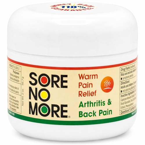 Image of Sore No More Arthritis Pain Reliever Cream - Targeted Warm Relief for Back, Neck, Hands & Feet - Soothing & Fast-Acting Formula for Aches and Pains - Non-Greasy with Orange Aroma - 2 oz