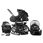 Bergsteiger Milano Kombikinderwagen + Autositz mit Travelsystem (Megaset 10 - teilig); Farbe: Black Edition