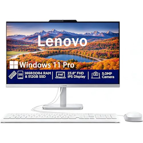 Image of Lenovo 24 inch All-in-One Desktop Computer | Intel Core i3-N305 (8 Cores, Beat i5-1140G7) | 32GB RAM, 1TB SSD | WiFi 6 | UHD Graphics | Stunning IPS FHD Display, Lifetime Office 365 for Web
