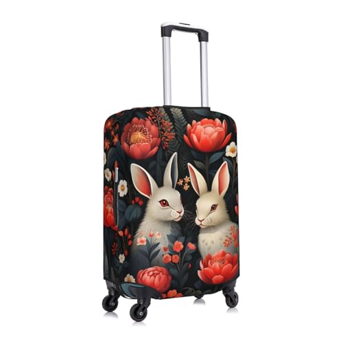 Luggage Cover Elastic Washable Suitcase Cover Dustproof Suitcase Protector Personalized Bright Bunnies And Flowers Travel Luggage Baggage Covers For 18-32 Inch3