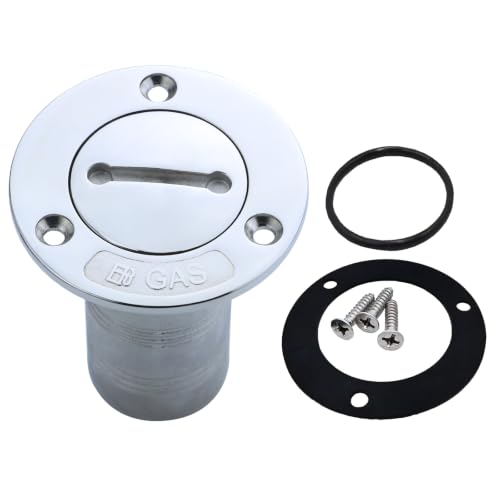 YANYUCB Boat Deck Fuel/Gas/Water/Diesel/Waste Filler(1-1/2 inch,2inch),316 Stainless Steel Deck Filler with Key/Keyless Cap,Marine Fuel Tank Filler Neck,Boat Deck Hardware (B-GAS-Straight, 1-1/2 inch)