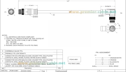 Cable Ethernet Profinet Cat5 M12 D Code 5 m miniatura 6