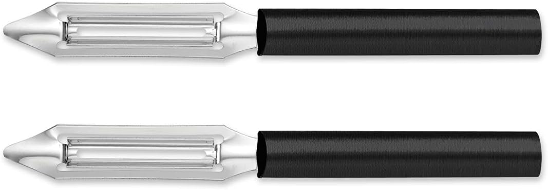 Rada Cutlery Deluxe Vegetable Peeler Blade Stainless Steel Resin Made in the USA, 8-3/8 Inches, Black Handle, 2 Pack