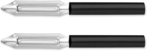 Rada Cutlery Deluxe - Hoja peladora de verduras de acero inoxidable, resina fabricada en los Estados Unidos, 8-38 pulgadas, mango negro, paquete de 2