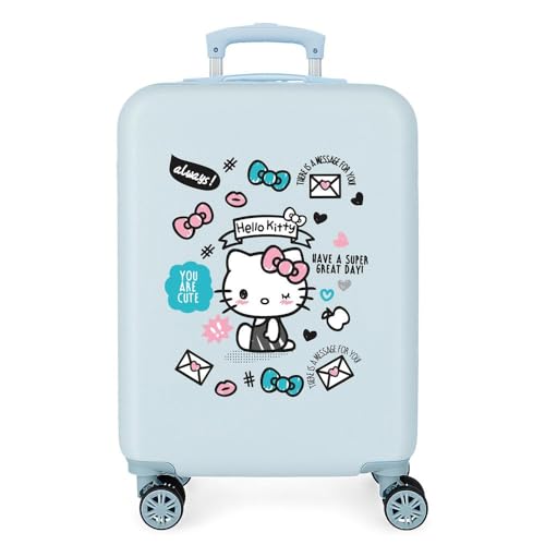 Hello Kitty You Are Cute Maleta de Cabina Azul 38x55x20 cms Rígida ABS Cierre combinación 35L 2,3Kgs 4 Ruedas Equipaje de Mano