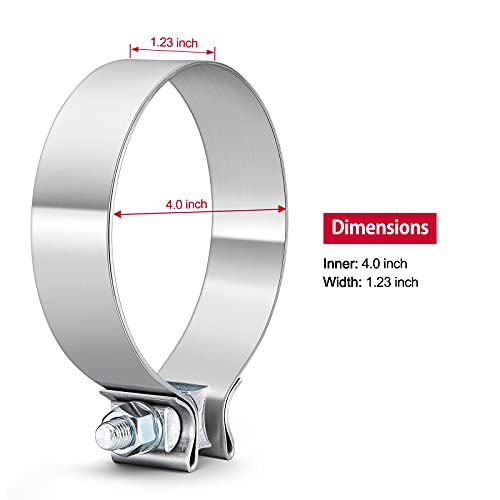 Sykrss 4"Stainless Steel Butt Joint Narrow Band Exhaust Seal Clamp With 1 Block #TOP3