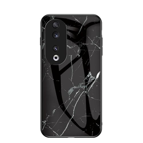 Jiajihua Cover Compatible with Honor 90 5G 【PC Panel+Tempering Glass+TPU Silicone】 3 in 1 Shockproof Phone Case Black