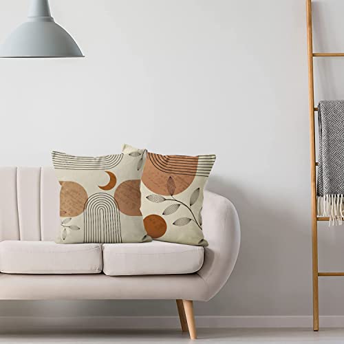 ASDCXZ Boho Cushion Cover Set, 50x50 cm, 4pcs, Abstract Boho Style Leaves Day Month Decorative Cushion - Image 4