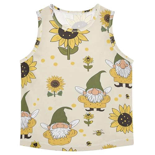 JUNZAN Sunflowers Gnomes Bees Boys Tank Top Sleeveless Summer Vest Tee Outdoor Tshirts for Basketball Sports Beach 3T