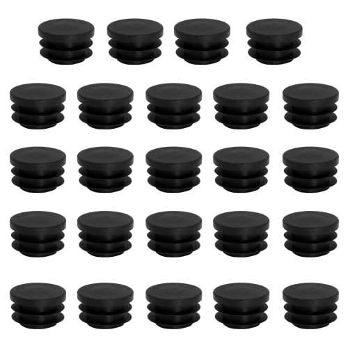 Unlorspy Black Round Plastic Hole Plugs, 1 Inch (25mm OD), 24 Pack
