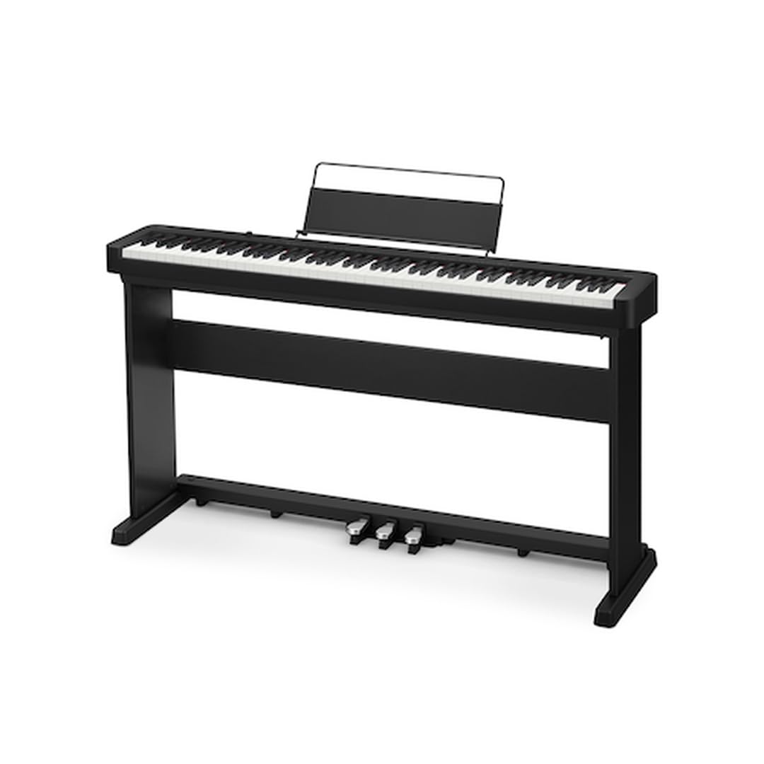 Casio CDP-S160BKSET Set pianoforte digitale nero con 88 tasti pesati, 10 suoni, supporto nero e pedale triplo