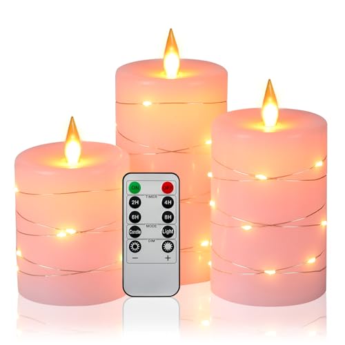 Flameless Candles with String Lights Battery Operated