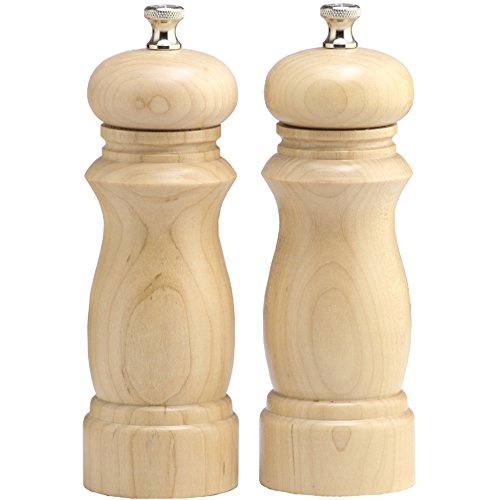 Chef Specialties 6 Inch Salem Pepper Mill and Salt Mill Set - Natural - Made in USA