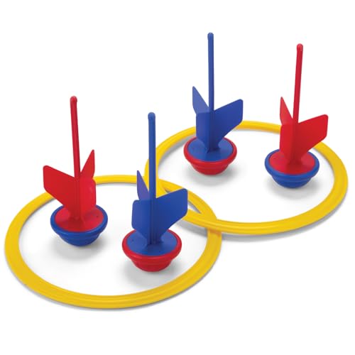 Kidoozie B*Active Bulls Eye Lawn Darts – Soft Tip Outdoor Target Game with Rings & Storage Bag – Ages 3 Years+