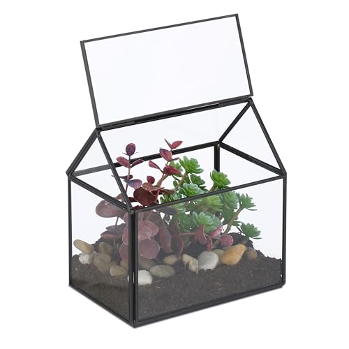 Relaxdays Pflanzenterrarium, Glas & Kupfer, 15x15x10 cm, Deko...