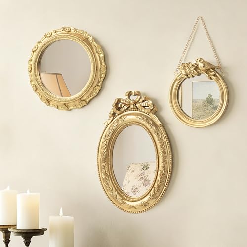 AELS 3 Pack Antique Gold Mirror Decor