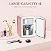 Xbeauty Retro Mini Fridge, Compact Refrigerator with 4L Capacity/6 Cans，Cooler & Warmer, Removable Shelf for Skincare, Beverages, Cosmetics, Perfect for Dorm, Bedroom, Pink
