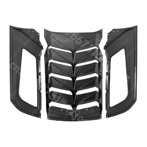 Glossy Black Rear Window Louvers Sun Shade Vent Covers 2024 2025 2026 Compatible with Ford Mustang(Carbon Fiber)