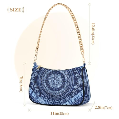 Image of Shoulder Bags for Women Flower Floral Hobo Tote Handbag Small Clutch Purse with Zipper Closure