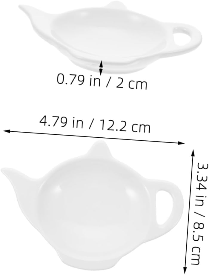 3pcs Tea Bag Holders Set Ceramic Teapot Shaped Coasters Saucer Ladle Rest for Snack Bowl Dipping Dish