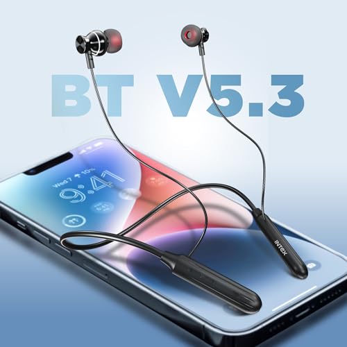 Image of Intex NeckPro Music Wireless Neckband Earphones with 28H Playtime | Bluetooth v5.3, AI Assistant | Magnetic Earbuds, Type-C Fast Charging | Deep Bass & HD Mic for Calling - Black