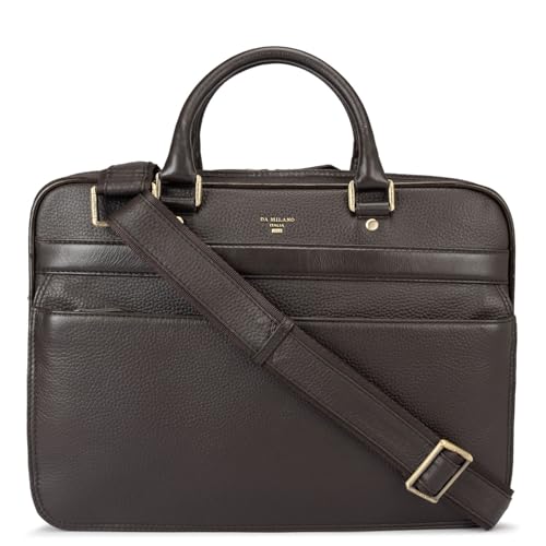 Image of Da Milano Leather Laptop Bag for Men & for Women - Fits Up To 15 inch Laptop (6166A)