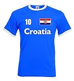 Sehr hoher Tragekomfort Fruit of The Loom Croatia/Kroatien Herren T-Shirt Retro Trikot Nr.10 - royal L