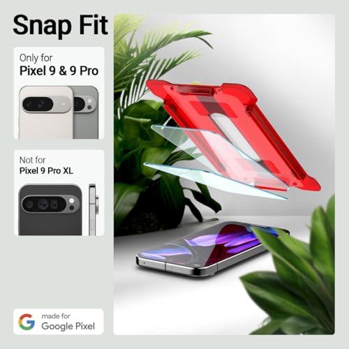 Image of CASEOLOGY By Spigen Snap Fit Tempered Glass Screen Guard Protector Compatible With Google Pixel 9 /Pixel 9 Pro Smartphone[Easy Installation Kit][Anti-Scratch] Screen Protector-2 Pack