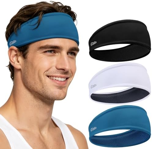 Sport Headbands for Men - Quick-Drying Breathable Sweat Bands for Women, Elastic Non Slip Hair Band for Fitness Yoga Tennis Basketball Running Cycling Hiking