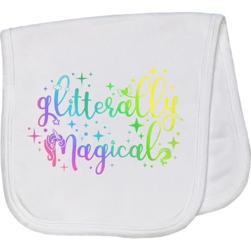 inktastic Glitterally Magical Baby Burp Cloth White 454c1