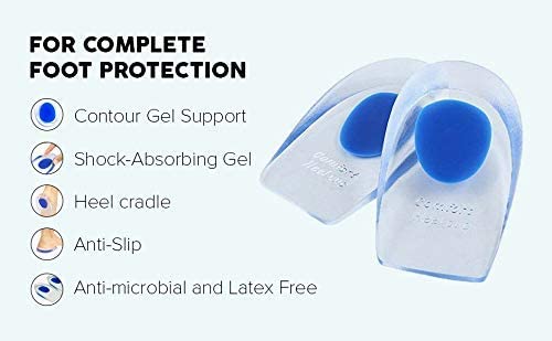 Image of Gel Heel cups Silicone Heel Pad for Heel Ankle Pain, Heel Spur Shoe Support Pad for Men and Women Shock Cushion Pad for Heels -1*Pair (Heel Pad)