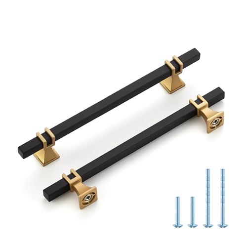 HOME EDIT Black & Gold Pulls Cabinet Handles 6-1/4 Inch 10 Pack