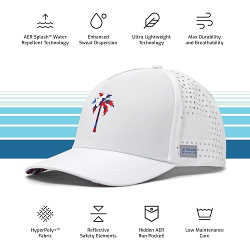 Image of Alter Ego Running Coaster RWB CAMO Palm - Durable, Lightweight, Breathable Premium Hat (RWB CAMO Palm, Small), White