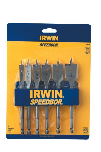 Irwin 88888 Speedbor 6 Piece 3/8-Inch to 1-Inch Spade Drill Bit Assortment with Rack