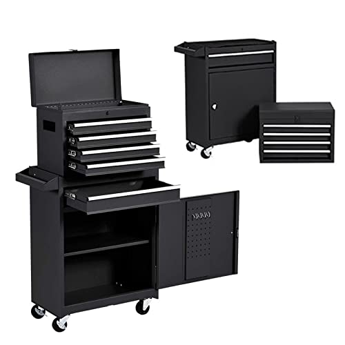 Goplus 5-Drawer Rolling Tool Chest, Tool Storage Box, Removable Tool Cabinet, Sliding Metal Organizer w/ Lockable Drawers (Classic Black) Goplus 5-Drawer Rolling Tool Chest, Tool Storage Box, Removable Tool Cabinet, Sliding Metal Organizer w/ Lockable Drawers (Classic Black)