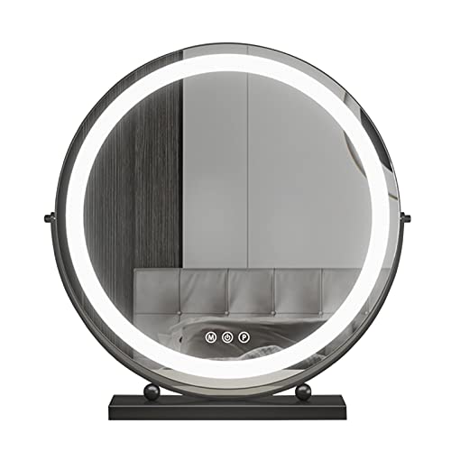 Espejo de tocador con luces ajustables táctiles y giro completo para maquillaje